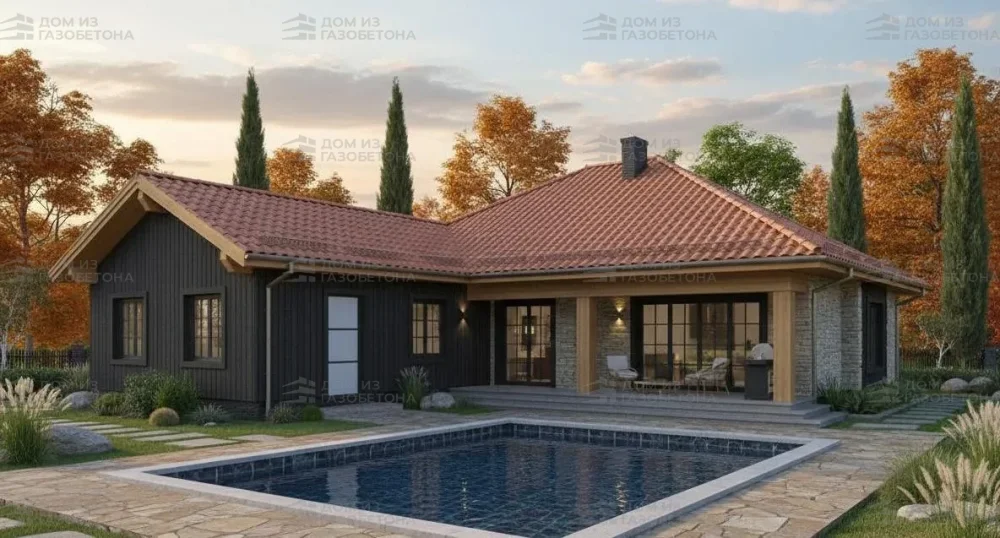 Проект Одноэтажный дом 14 на 18, 163 м2